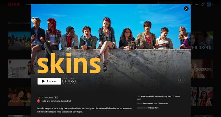 Skins streaming op Netflix in het VK
