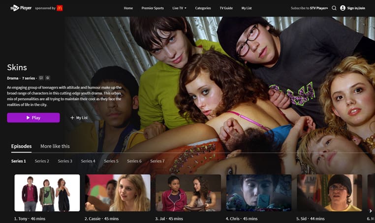 Skins streaming gratis op STV Player