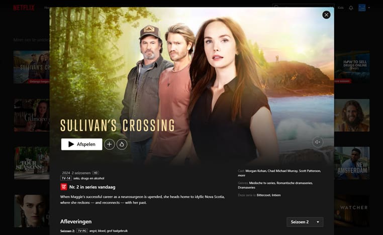 Sullivan's Crossing op Netflix Elk seizoen van Sullivan's Crossing streaming op Netflix
