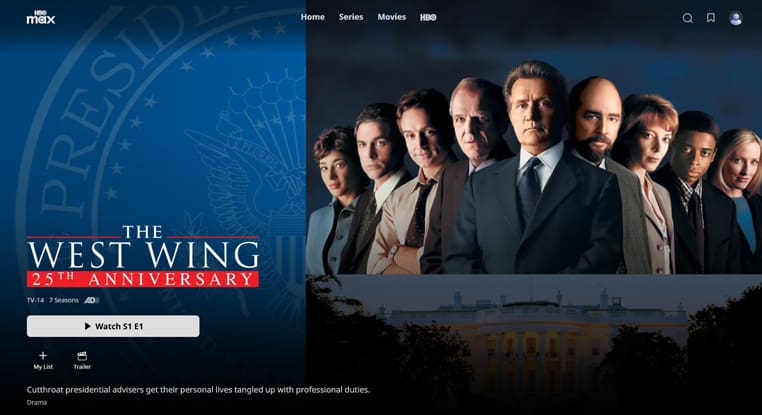 The West Wing streaming op HBO Max in Amerika