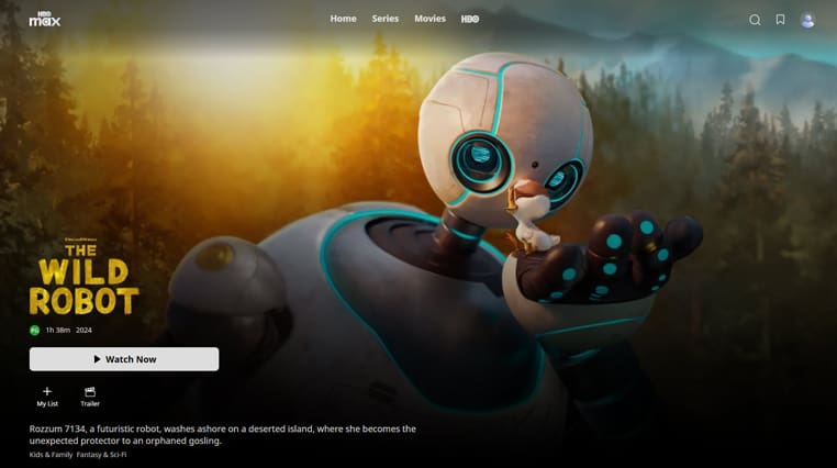 The Wild Robot streaming op HBO Max