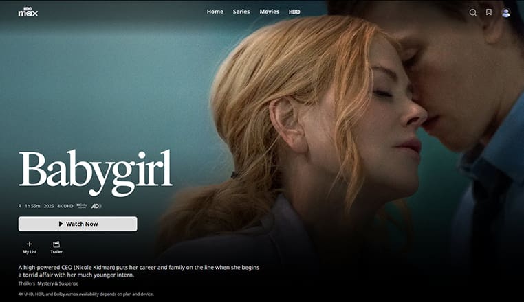 Babygirl streaming op HBO Max