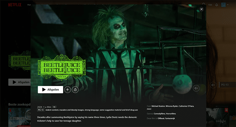 Beetlejuice 2 op Netflix Beetlejuice 2 streaming op Netflix in de VS