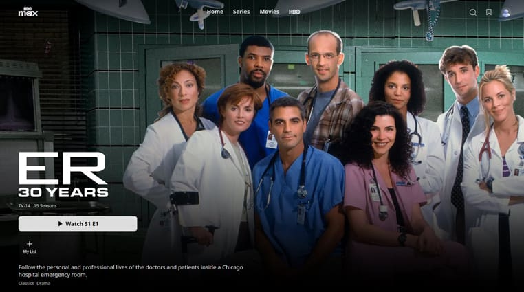 ER op HBO Max ER streaming op HBO Max