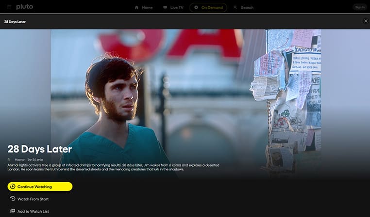 28 Days Later op Pluto TV 28 Days Later gratis streaming op Pluto TV