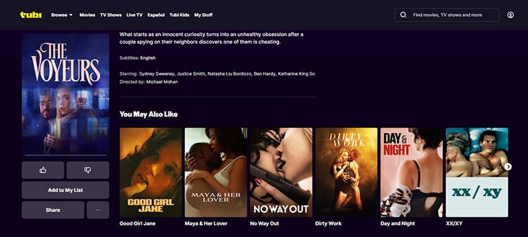 The Voyeurs streaming gratis op Tubi