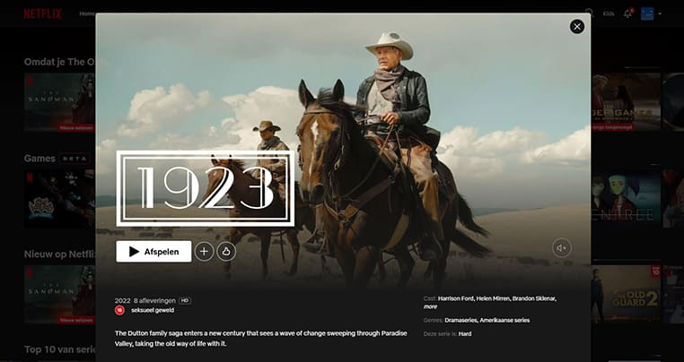 1923 streaming op Netflix