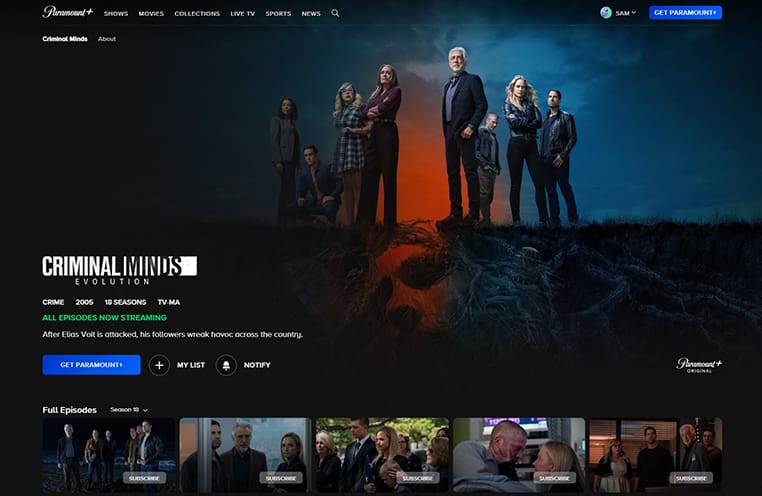 Criminal Minds op Paramount+ Criminal Minds streaming op Paramount+