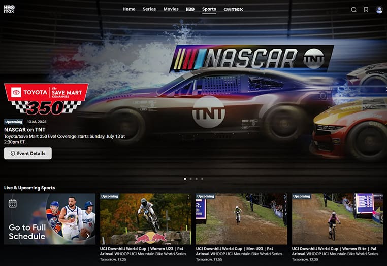 Sport op Amerikaanse HBO Max Sport gratis streamen op Amerikaanse HBO Max