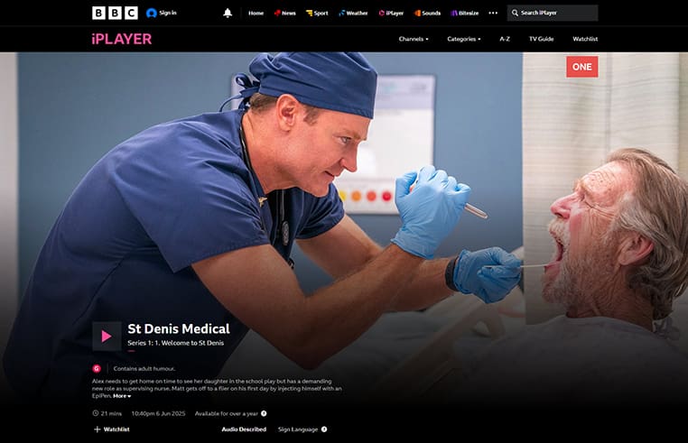 St. Denis Medical streaming op BBC iPlayer