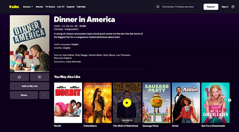 Dinner in America op Tubi Dinner in America gratis streaming op Tubi