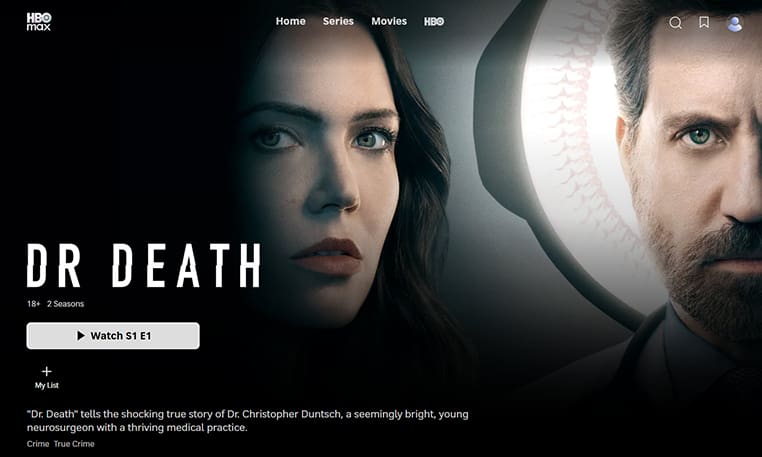Dr. Death streaming op HBO Max