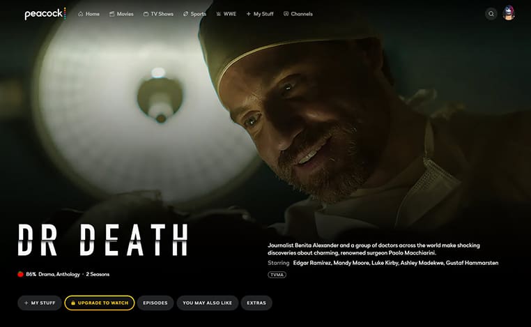 Dr. Death-serie streaming op Peacock TV