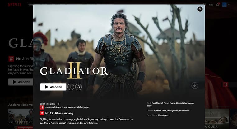Gladiator 2 op Netflix Gladiator II streaming op Netflix