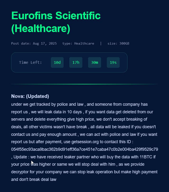 Nova eist Hackersgroep Nova eist