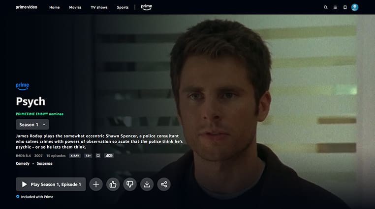 Psych-serie streaming op Prime in de VS