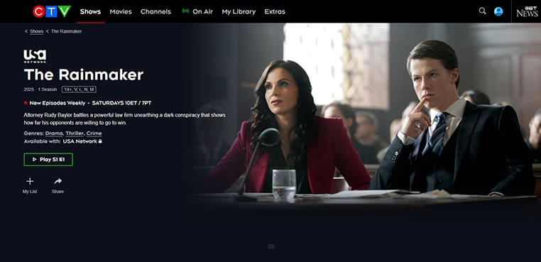 The Rainmaker op CTV The Rainmaker streaming gratis op CTV