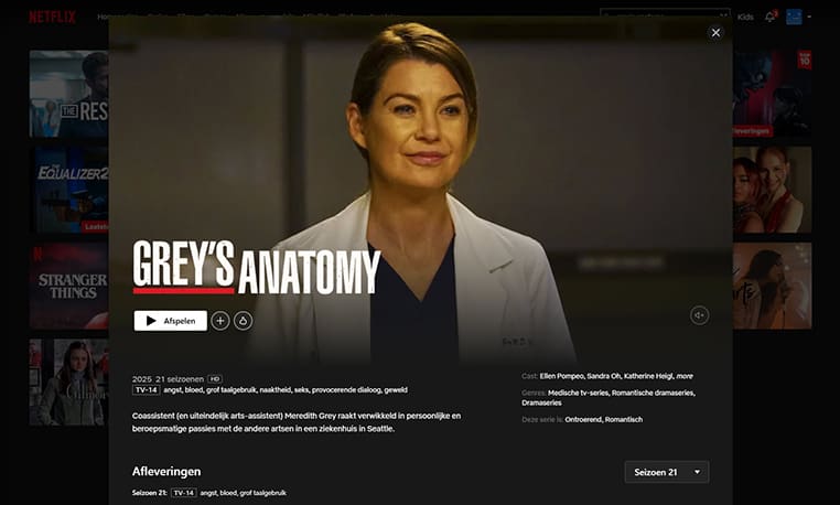 Grey's Anatomy op Netflix Grey's Anatomy streaming op Netflix