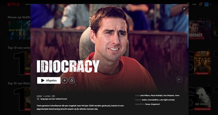 Idiocracy streaming op Netflix in Amerika