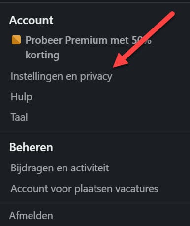 Instellingen en Privacy op LinkedIn