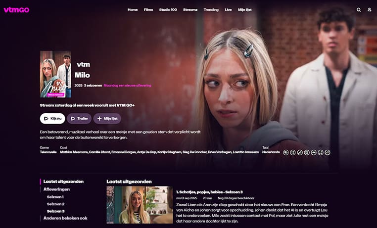 Milo streaming gratis op VTM GO