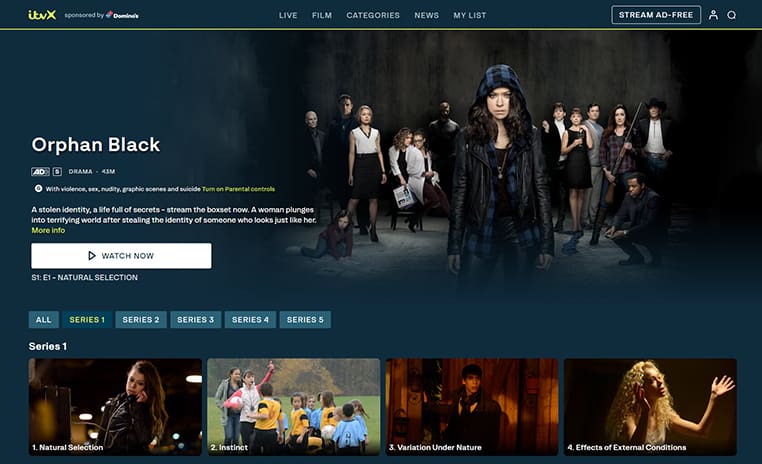 Orphan Black streaming op ITVX