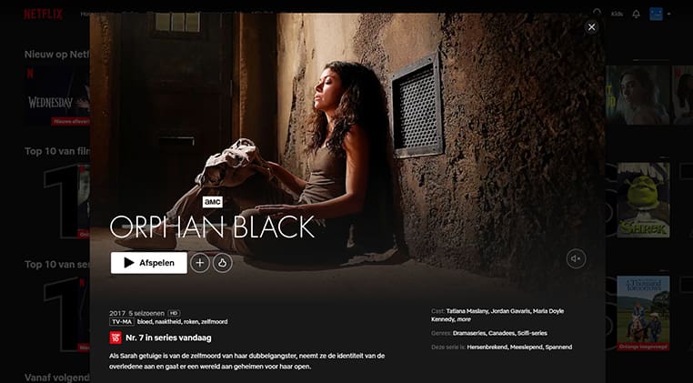 Orphan Black streaming op Netflix