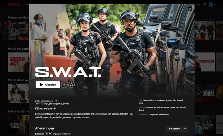 S.W.A.T. seizoen 8 streaming op Netflix