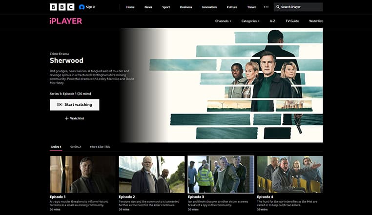 Sherwood streaming op BBC iPlayer