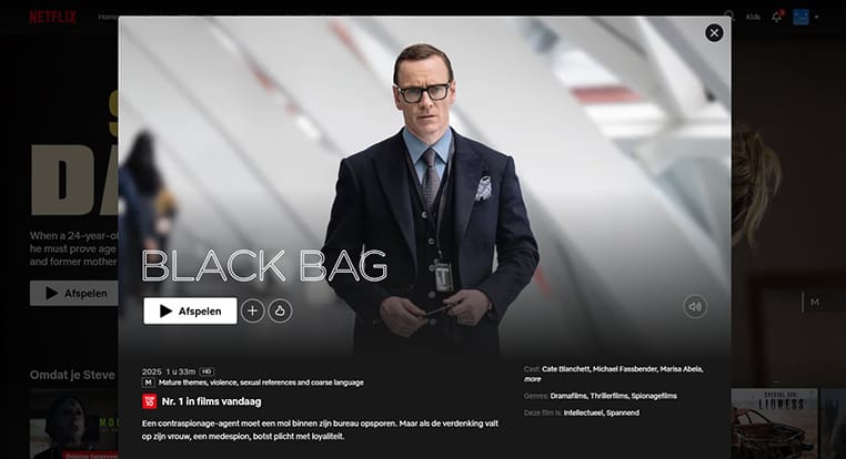 Black Bag streaming op Netflix in Ausralië