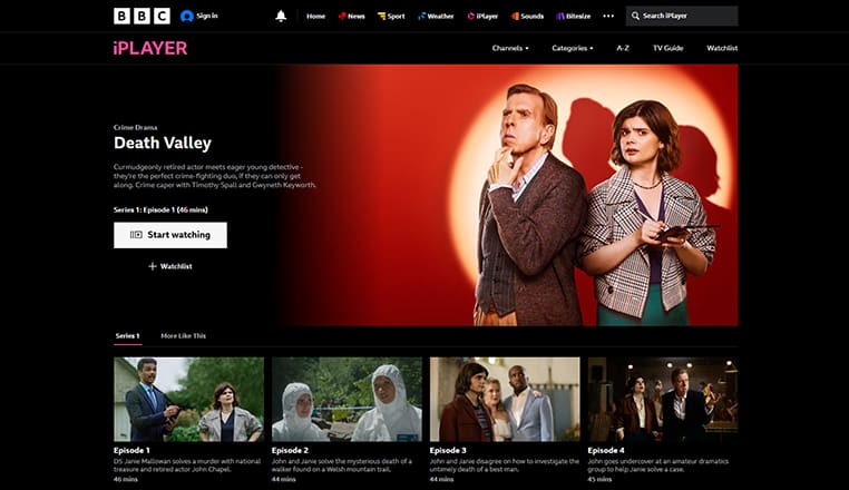 Death Valley streaming gratis op BBC iPlayer