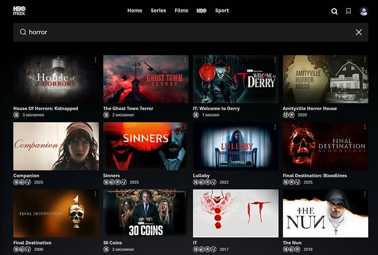 HBO Max Horrorfilms op HBO Max