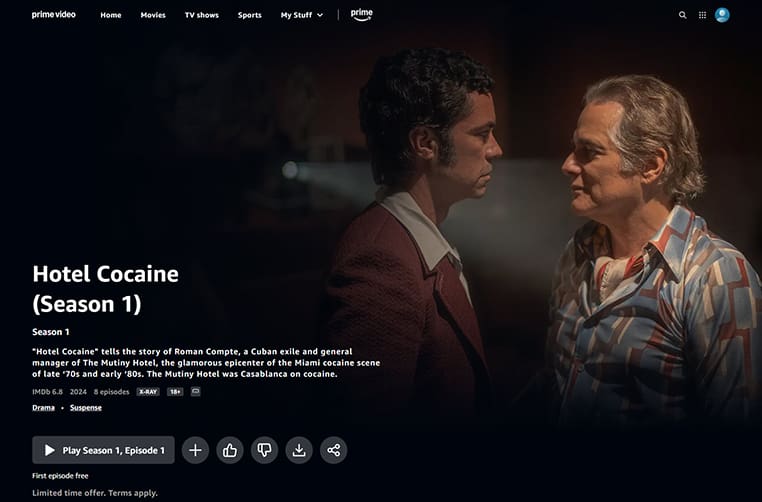 Hotel Cocaine op Prime zonder MGM+