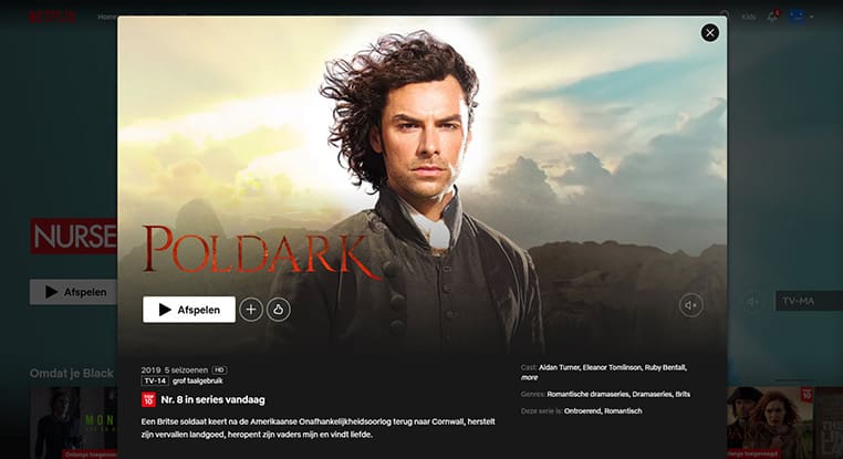 Poldark streaming op Netflix in Amerika