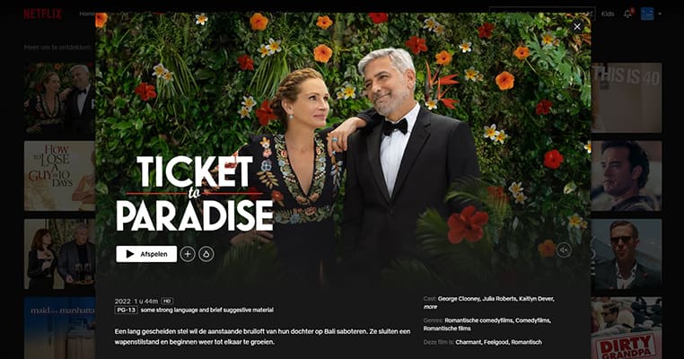 Ticket to Paradise op Netflix Ticket to Paradise op Netflix in Canada