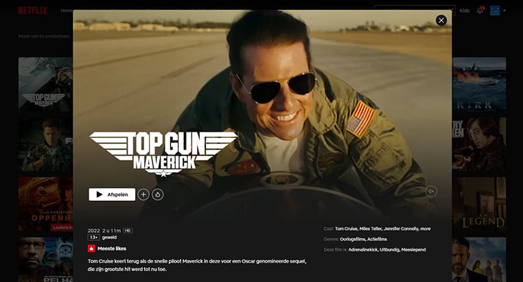 Top Gun: Maverick streaming op Netflix in Zwirserland