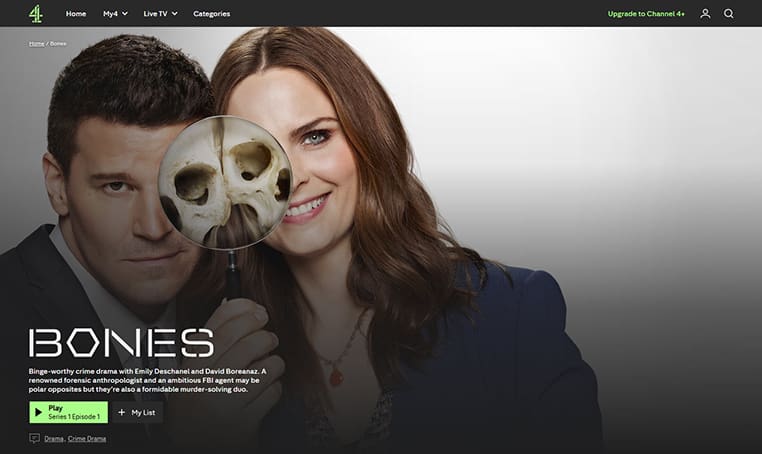 Bones streaming gratis op Channel 4