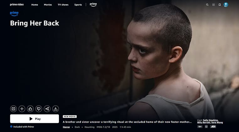 Bring Her Back streaming op Prime Video