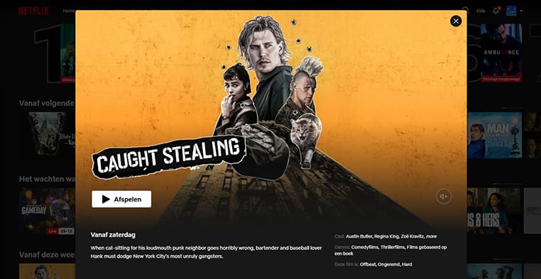 Caught Stealing streaming op Netflix in Amerika