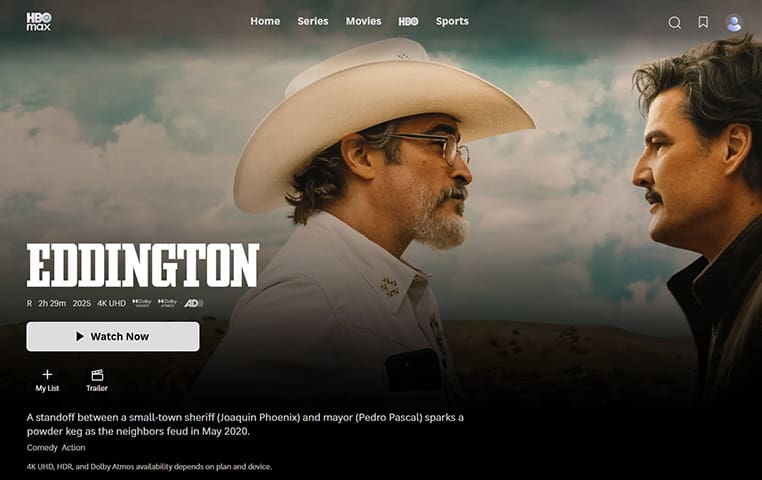 Eddington streaming op HBO Max