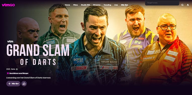 Grand Slam of Darts op VTM GO Grand Slam of Darts streaming gratis op VTM GO