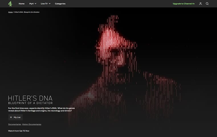Hitler's DNA: Blueprint of a Dictator op Channel 4 Hitler's DNA: Blueprint of a Dictator streaming op Channel 4