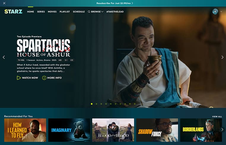 Spartacus: House of Ashur streaming op Starz