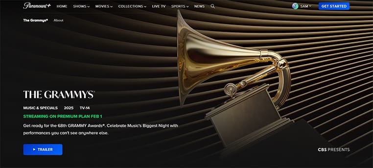 Grammy's streaming op Paramount+