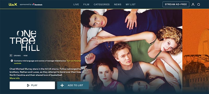 One Tree Hill streaming gratis op ITVX