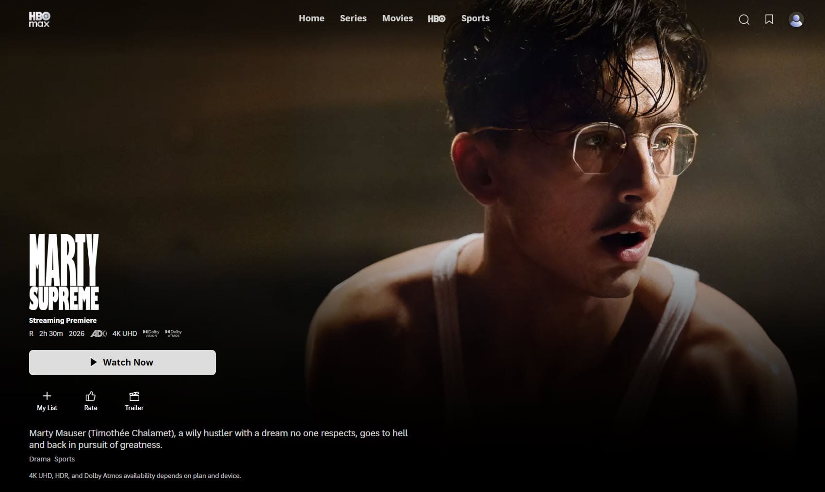 Marty Supreme streaming op HBO Max in de VS