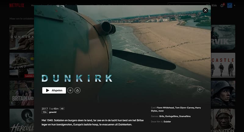 Dunkirk streaming op Netflix