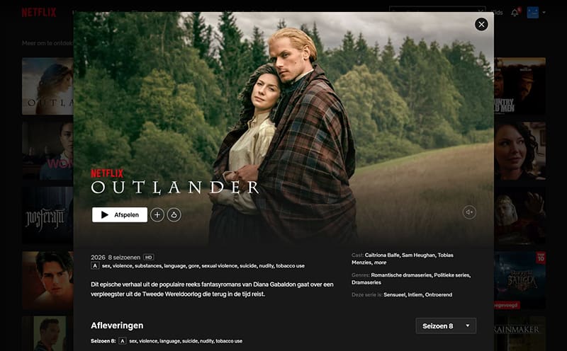 Outlander seizoen 8 streaming op Starz Outlander seizoen 8 streaming op Netflix in India