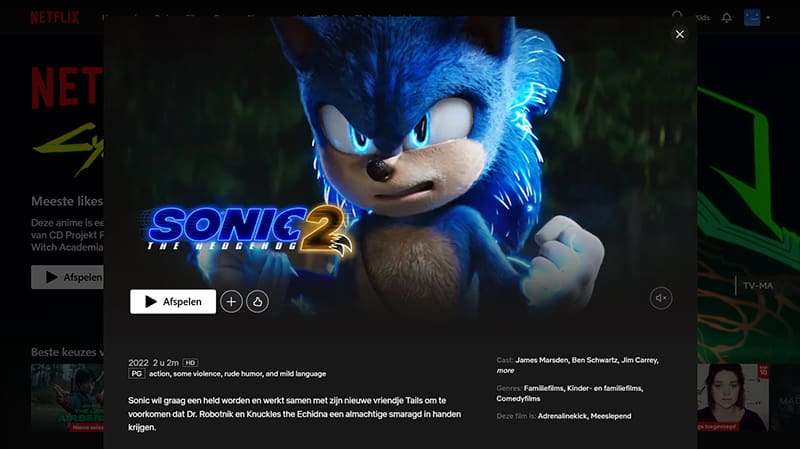 Sonic 2 streaming op Netflix in de VS