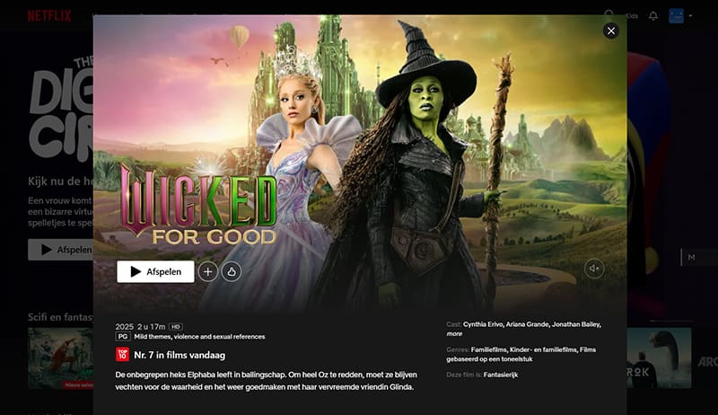 Wicked: For Good streaming op Netflix in Australië